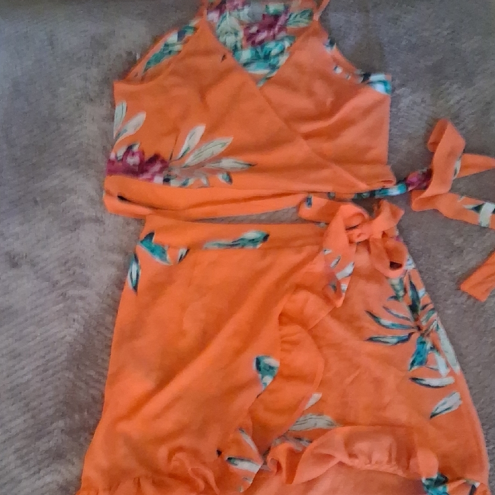 Candie's Orange and Pink Floral Dress